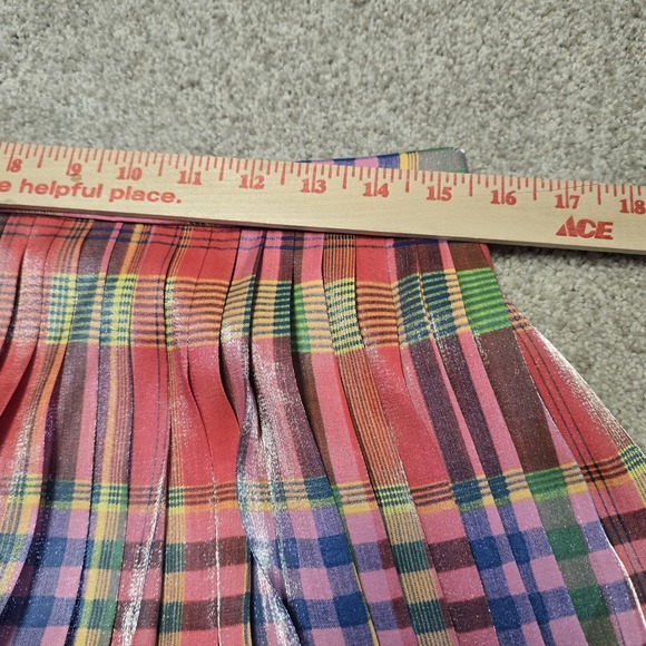 J.Crew Women's Metallic Shimmering Plaid Pleated Midi Skirt Multicolor Sz 10 NWT - Picture 8 of 10